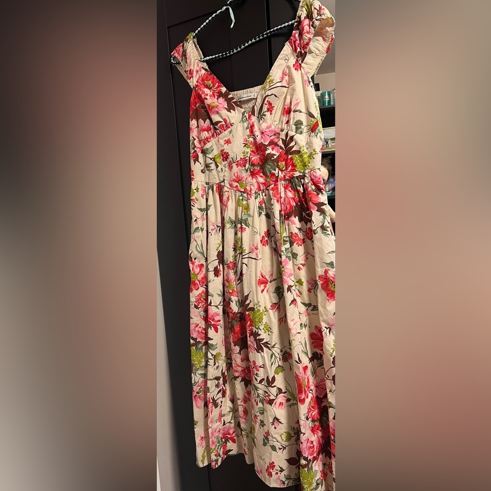 Abercrombie & Fitch Floral Midi Dress - Pink and Cream - Picture 3 of 3